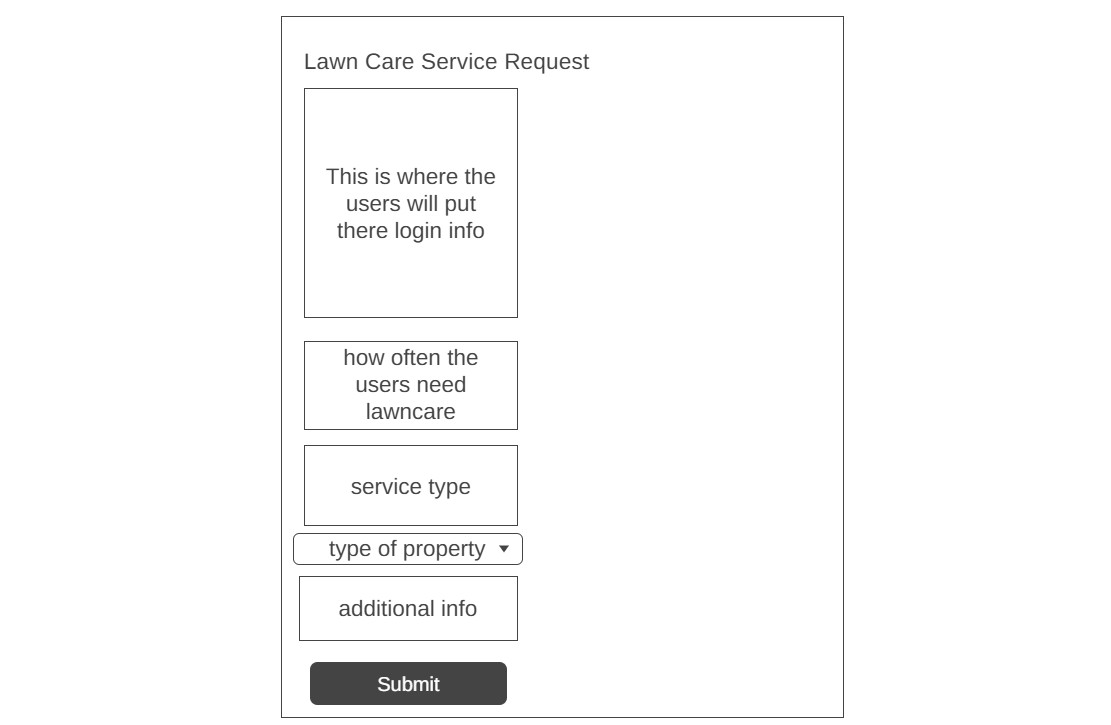 Picture of my lawn care form wireframe